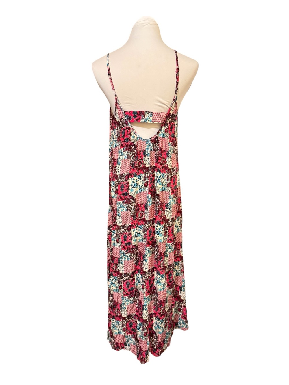 NWT Natural Life Boho Patchwork Maxi Slip Dress in Fuchsia - Picture 4 of 8